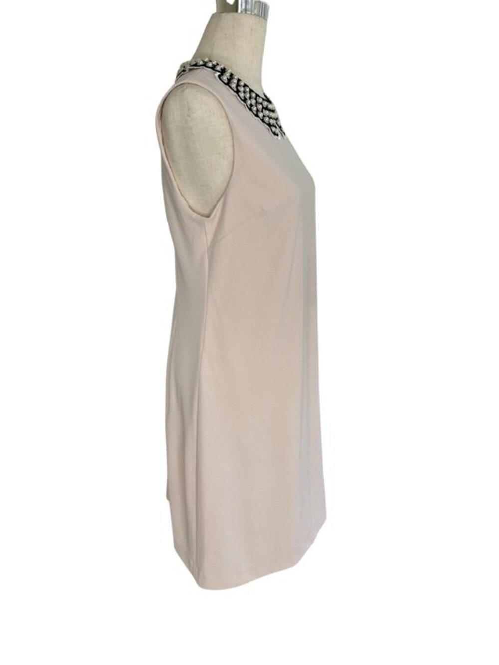 Elegant Betsy Johnson Sleeveless Pink Dress with Beaded Collar —New - Picture 2 of 8